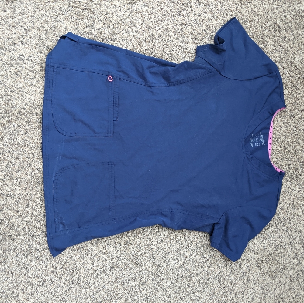 HeartSoul Petite Large Navy Scrub Top